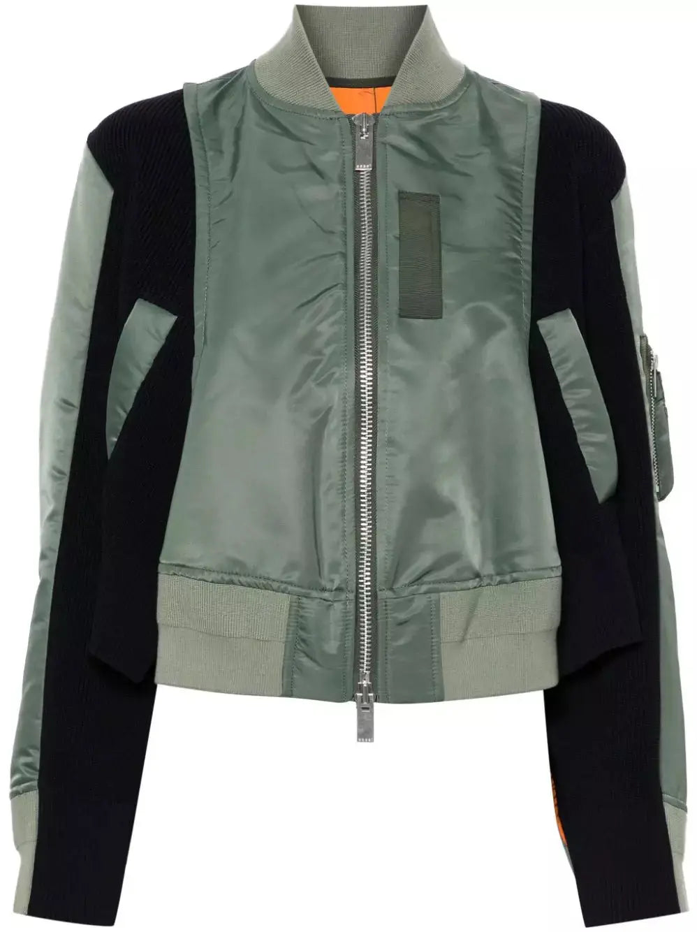 Paneled Bomber Jacket in Army Green and Navy Blue - Jackets