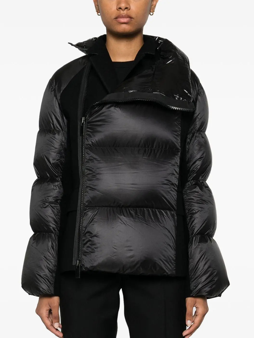 Paneled Feather Down Jacket in Black - Jackets