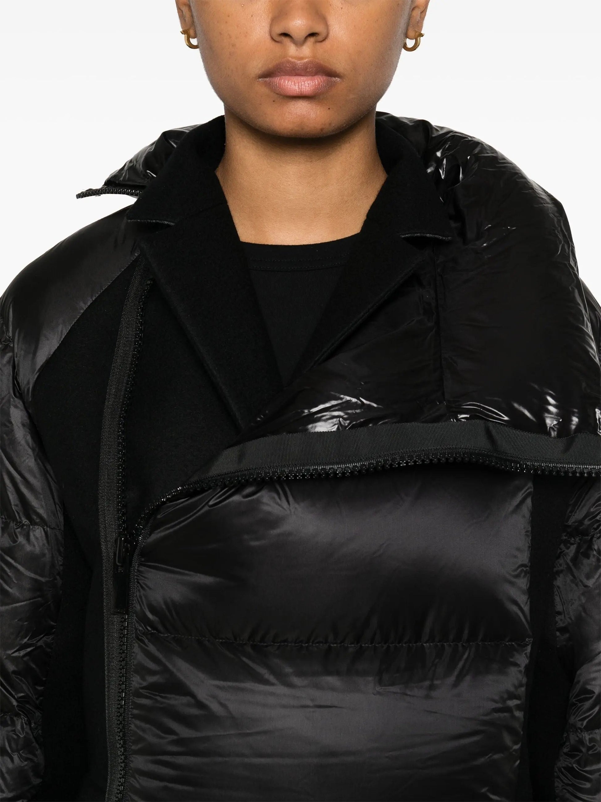 Paneled Feather Down Jacket in Black - Jackets