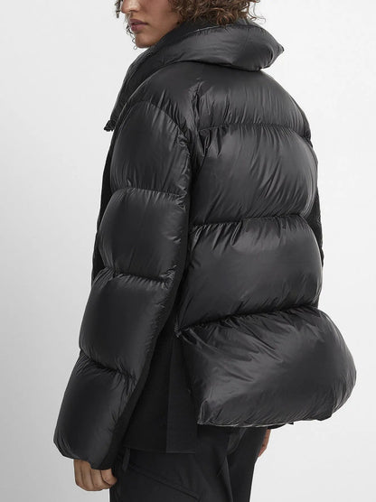 Paneled Feather Down Jacket in Black - Jackets