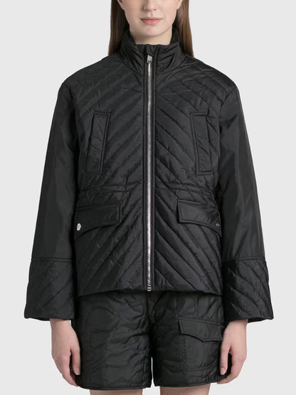 Paneled Quilted Lightweight Black Jacket - Jackets