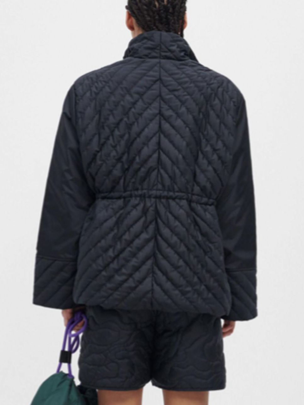 Paneled Quilted Lightweight Black Jacket - Jackets