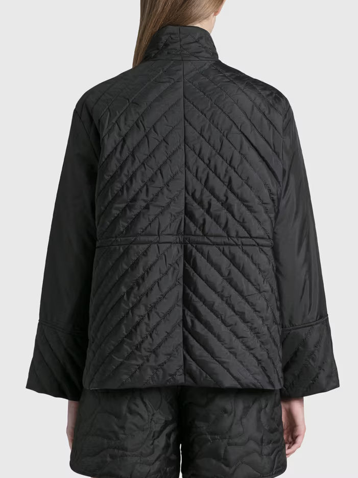 Paneled Quilted Lightweight Black Jacket - Jackets