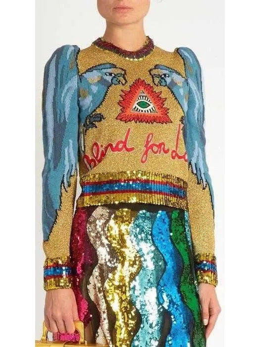 Parrot-Intarsia Sequin-Embellished Sweater - Sweaters & Knitwear