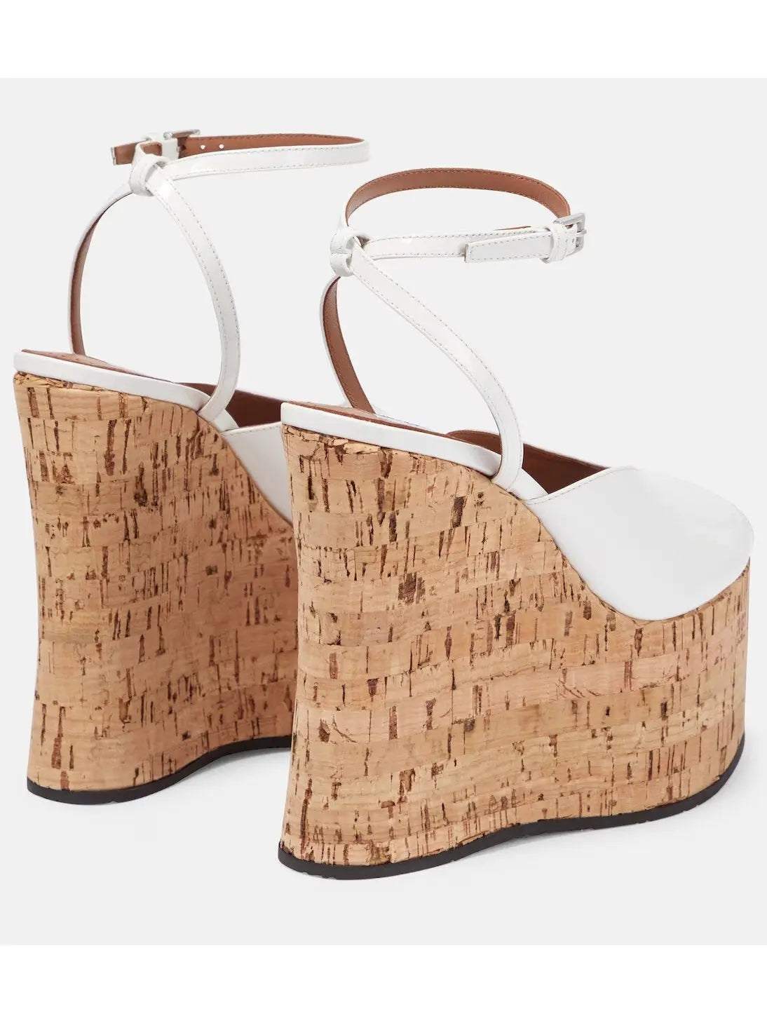 Patent Leather Peep-Toe Wedge Sandals in White - Footwear