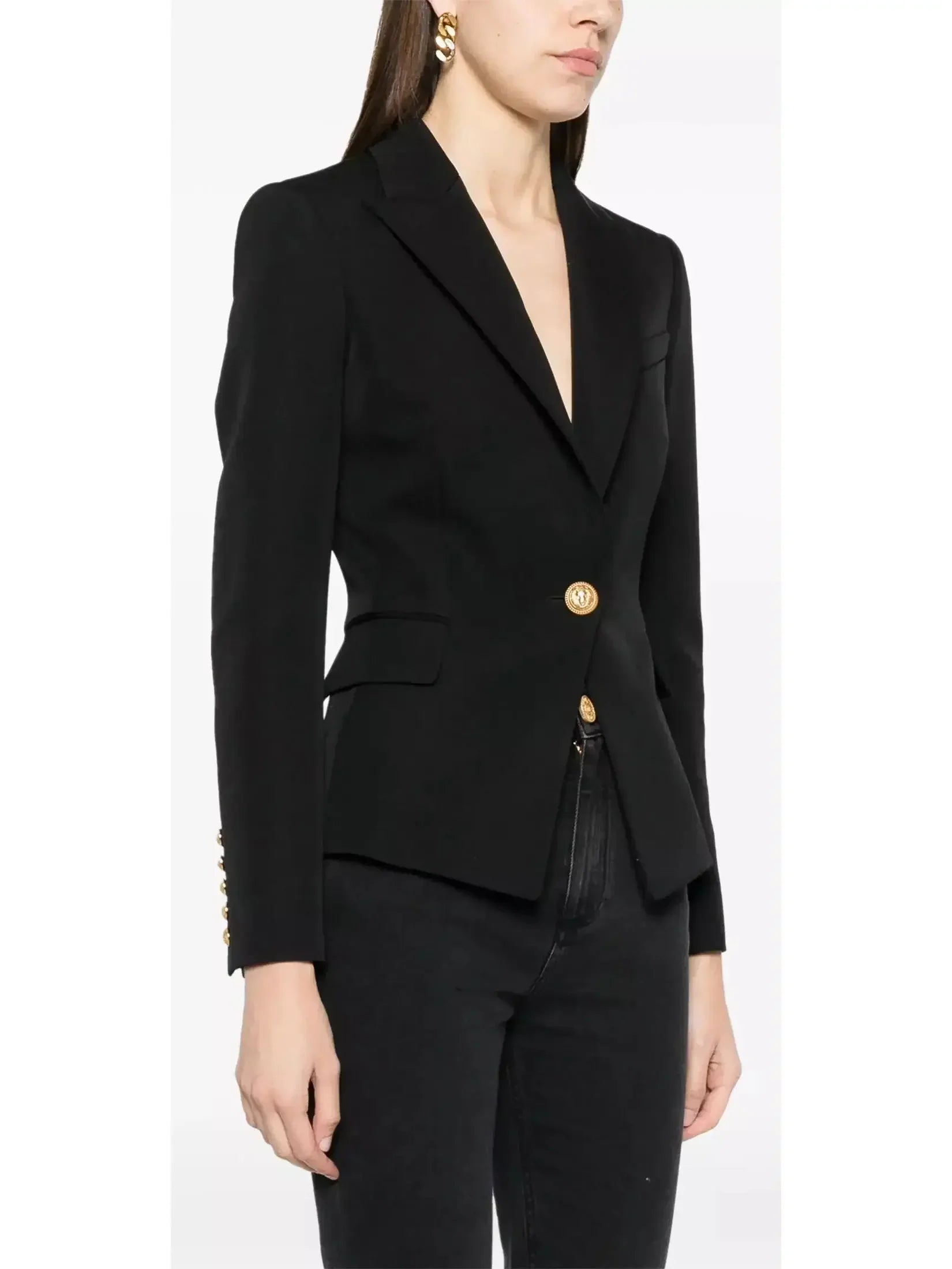Peplum Crepe Slim-Fit Tailored Jacket - Jackets