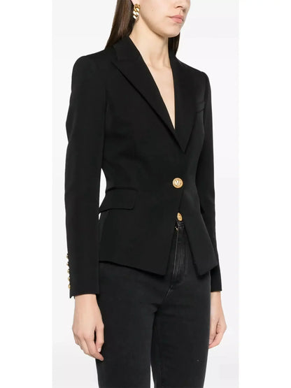 Peplum Crepe Slim-Fit Tailored Jacket - Jackets