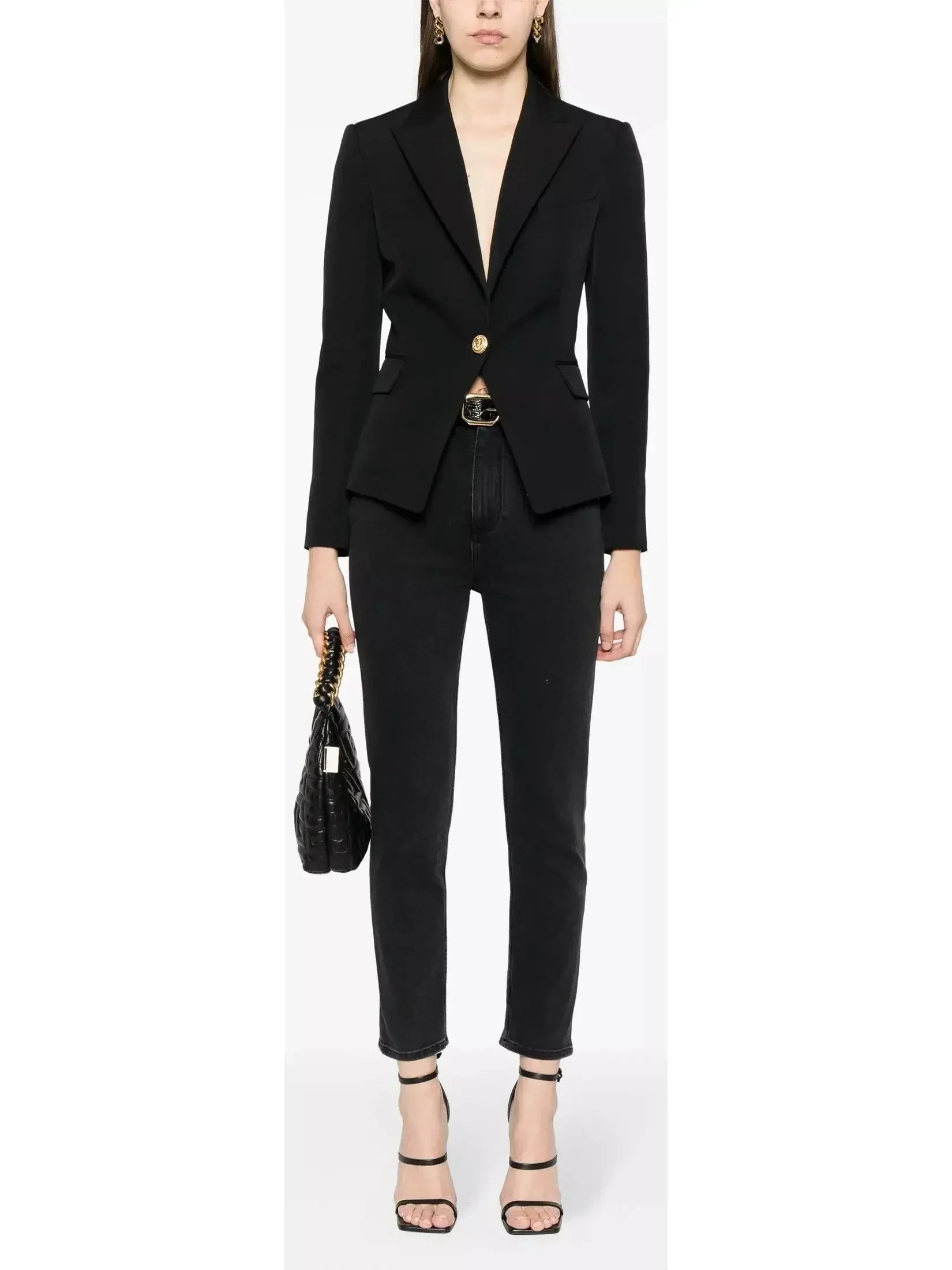 Peplum Crepe Slim-Fit Tailored Jacket - Jackets