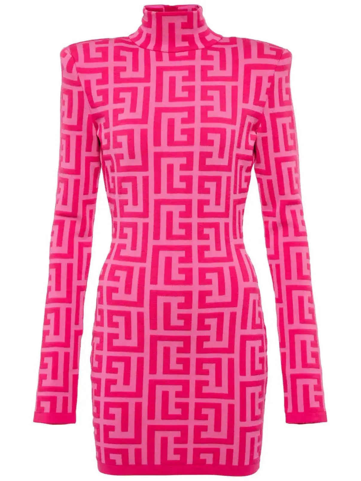 Pink Monogram-Jacquard Mini Dress - Dresses