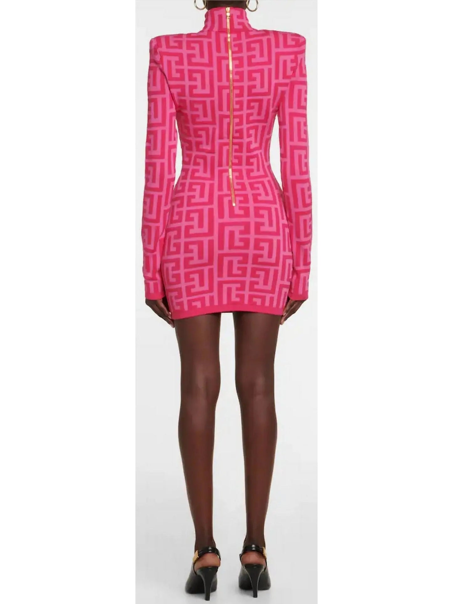 Pink Monogram-Jacquard Mini Dress - Dresses