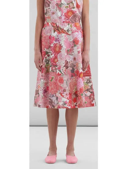 Pink Poplin Circle Skirt with Requiem Print - Skirts