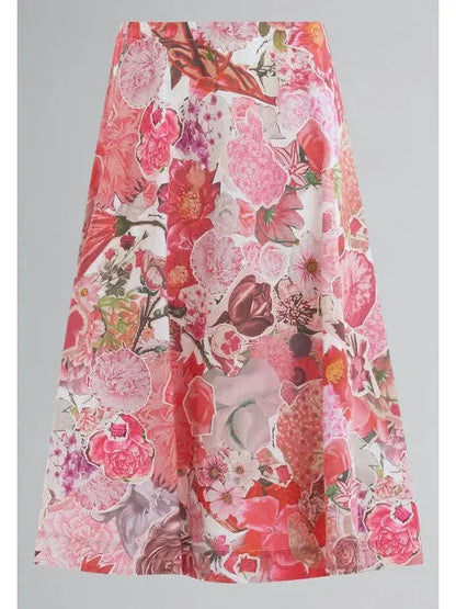 Pink Poplin Circle Skirt with Requiem Print - Skirts