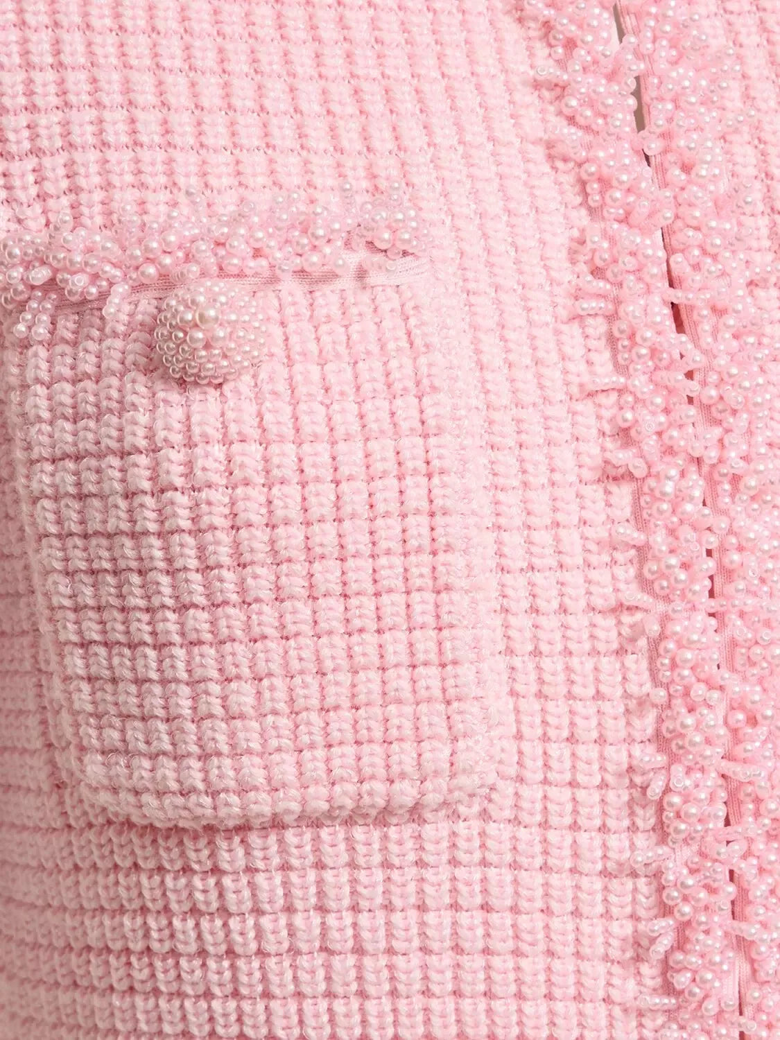 Pink Textured Faux-Pearl-Trim Mini Dress - Dresses