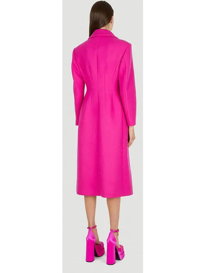 Pink Wool-Blend Wrap Coat - Coats