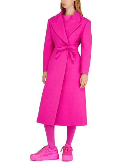 Pink Wool-Blend Wrap Coat - Coats