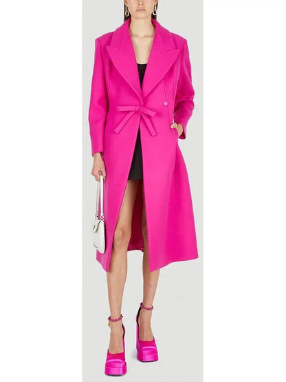 Pink Wool-Blend Wrap Coat - Coats