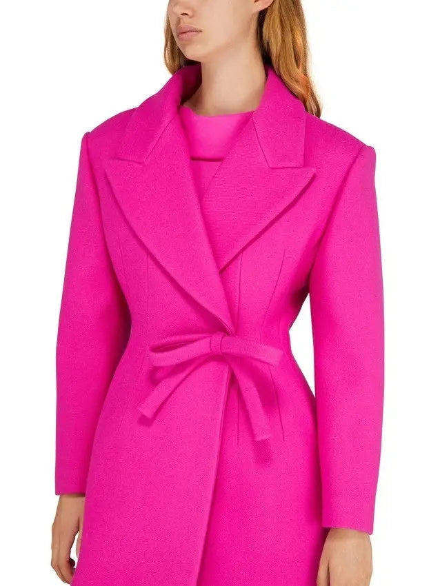 Pink Wool-Blend Wrap Coat - Coats