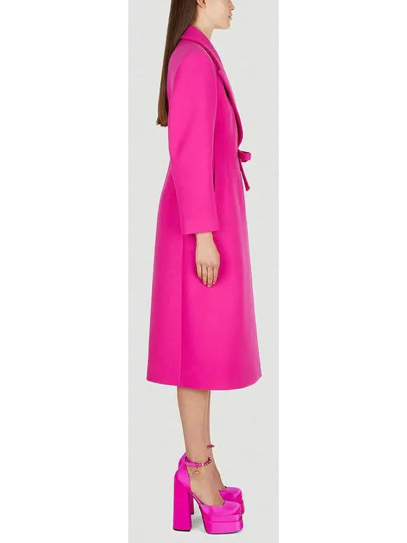 Pink Wool-Blend Wrap Coat - Coats