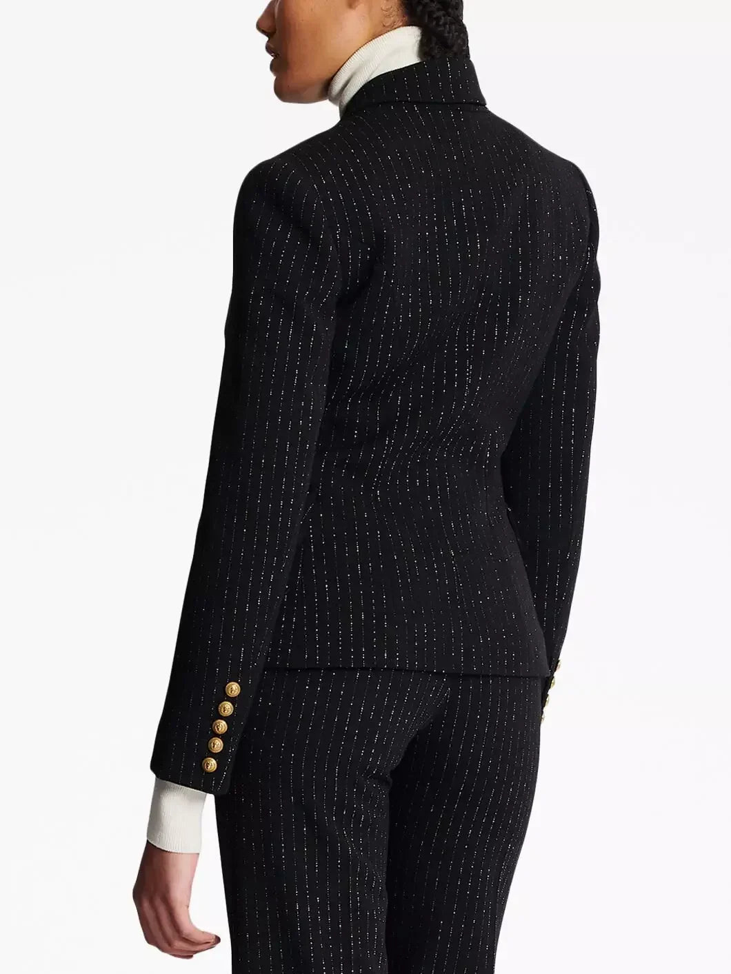 Pinstripe Double-Breasted Fitted Blazer - Jackets