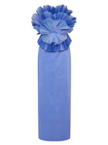 Pleated Frill Bodice Sleeveless Midi Dress - Dresses