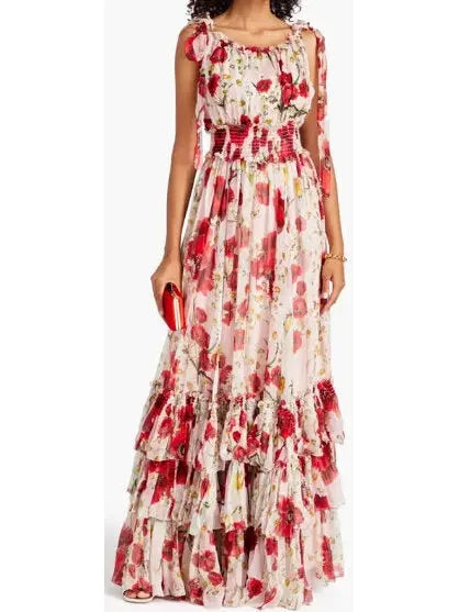 Poppy and Daisy Print Maxi Dress - small - Dresses