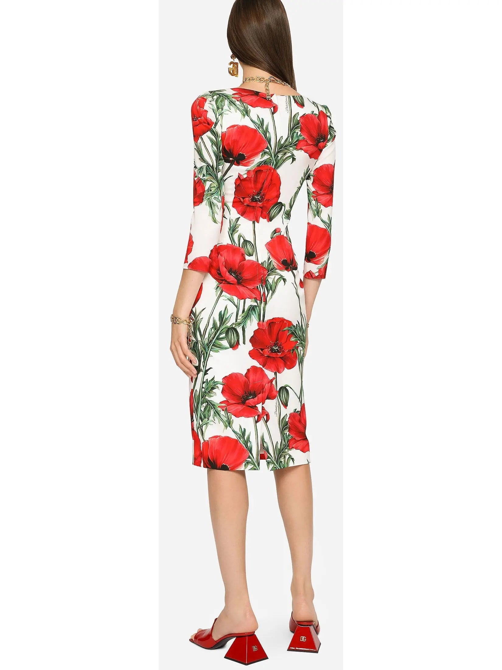 Poppy Print Charmeuse Midi Dress - Dresses