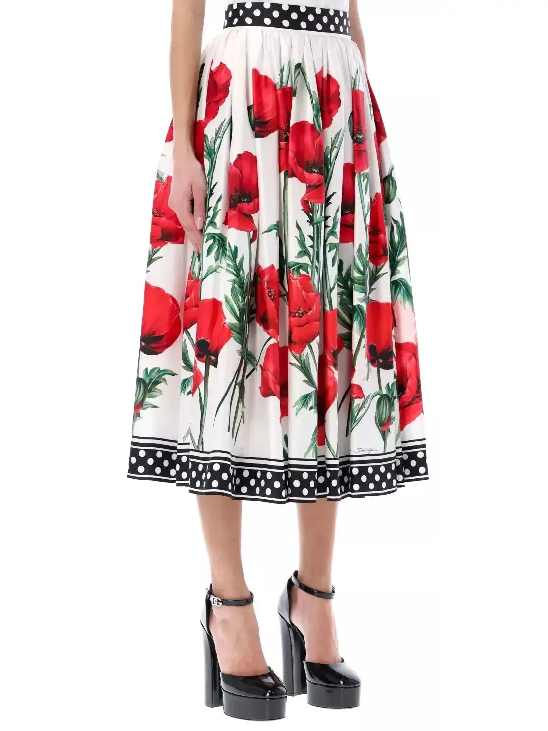 Poppy Print Midi Skirt - Skirts