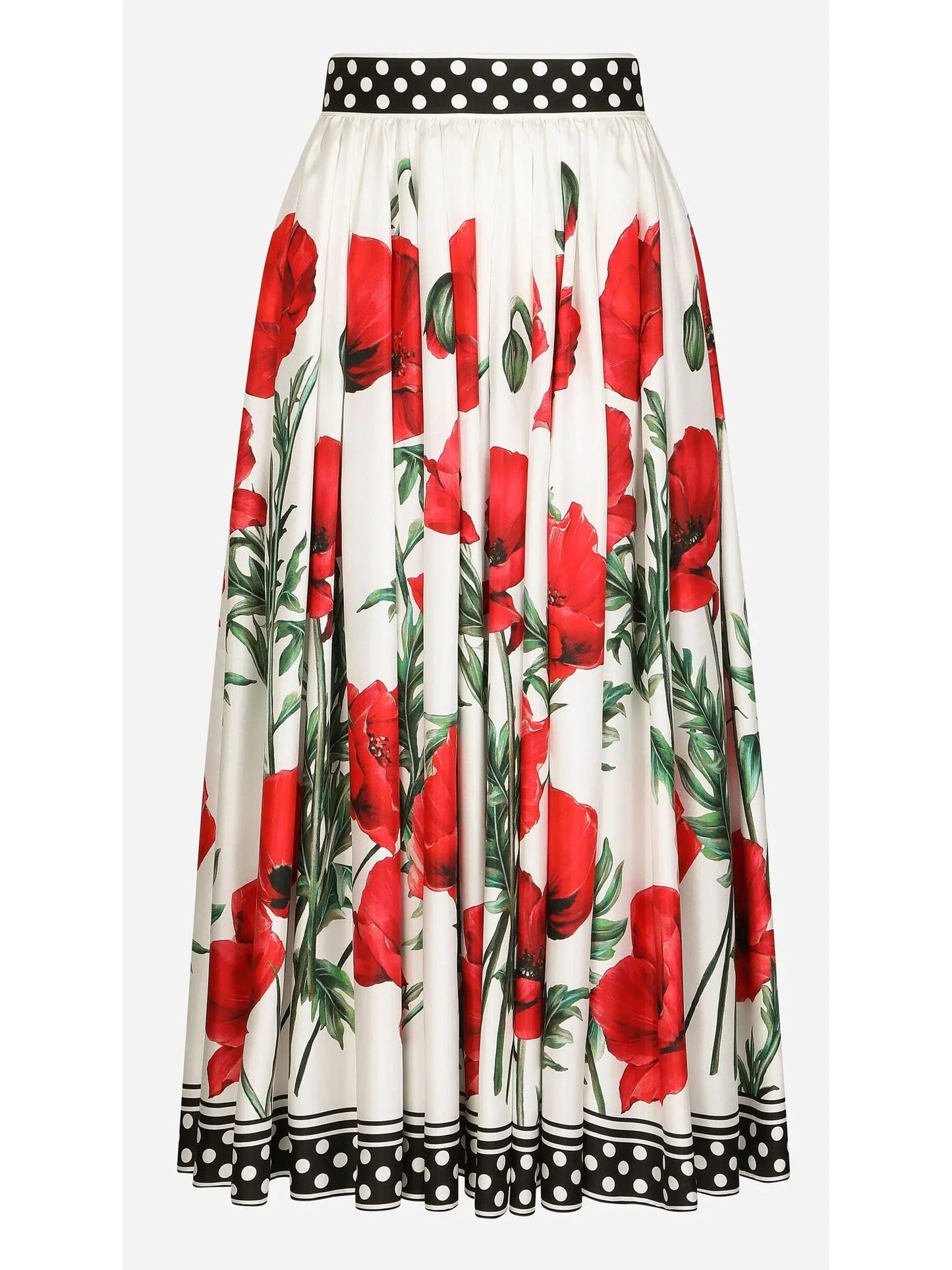 Poppy-Print Off-Shoulder Crop Top and Midi Skirt Set - Suits & Sets