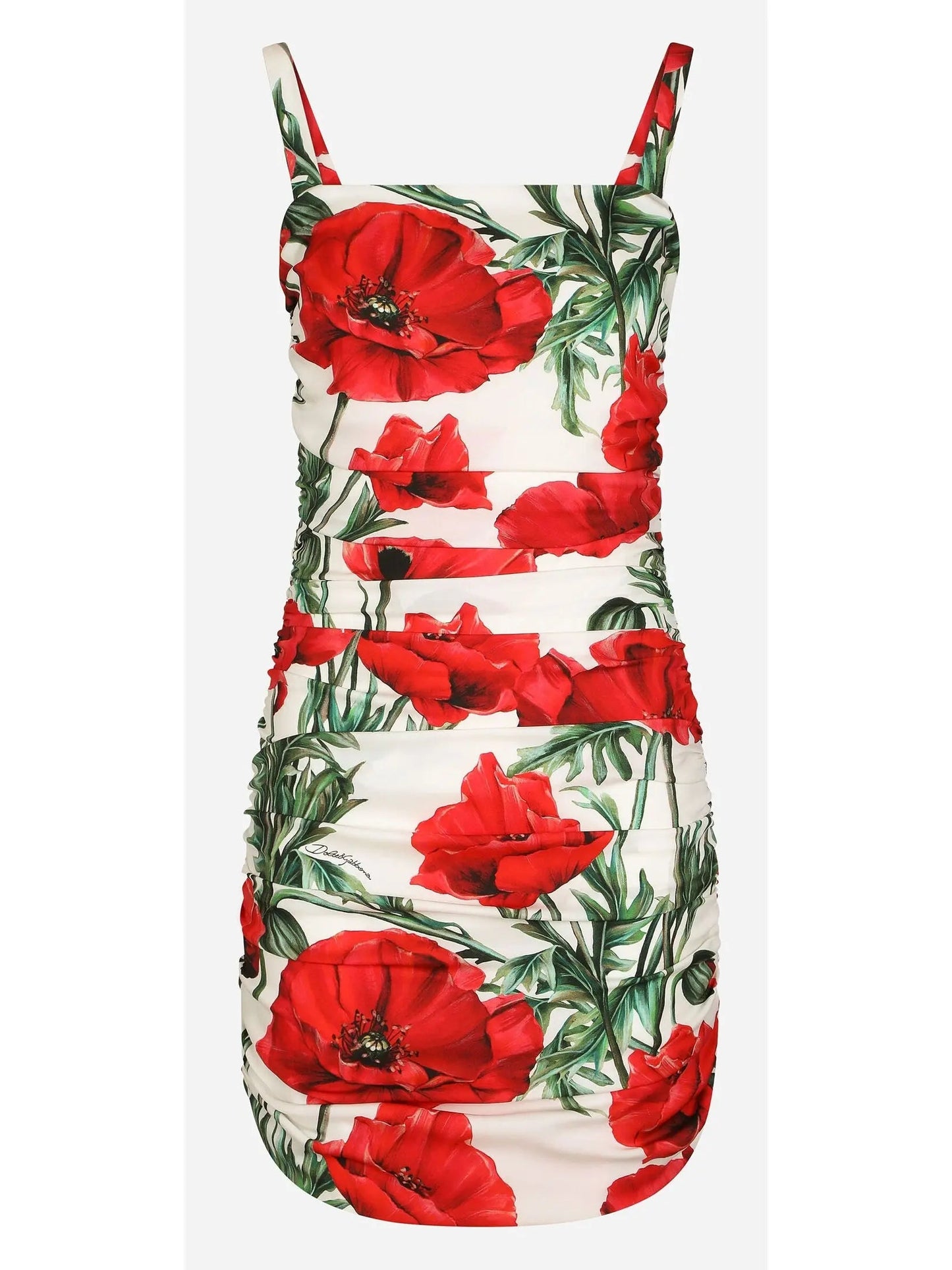 Poppy-Print Short Dress - Dresses