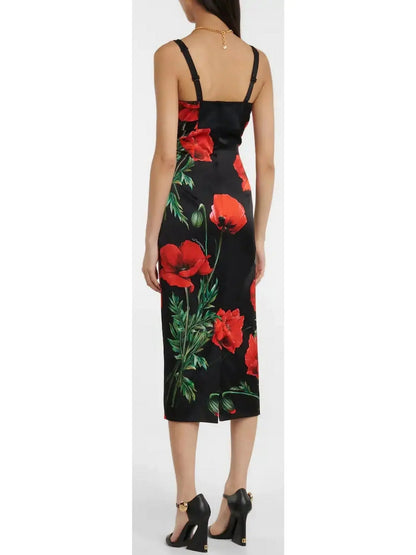 Poppy-Print Silk Dress - Dresses