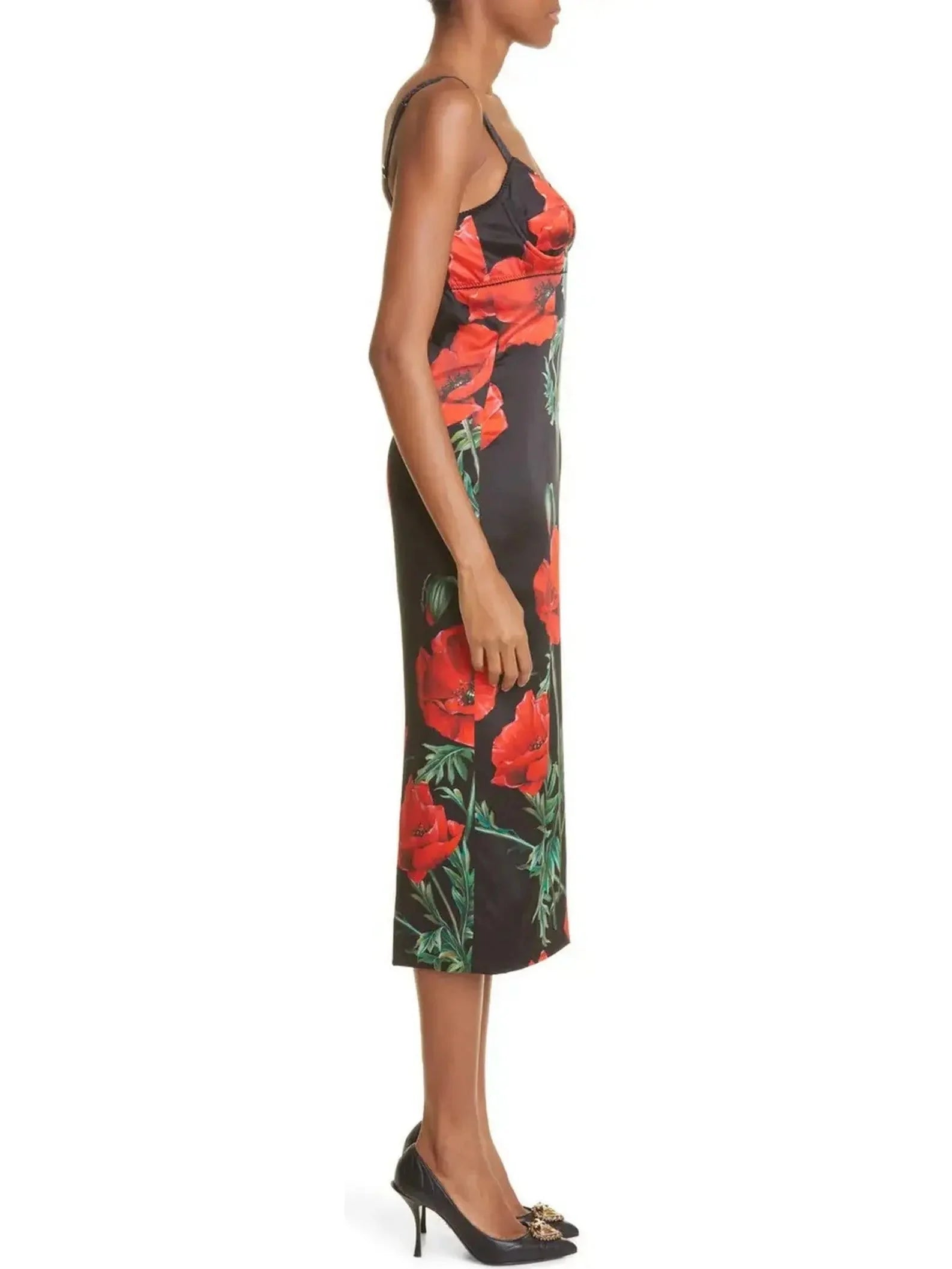 Poppy-Print Silk Dress - Dresses