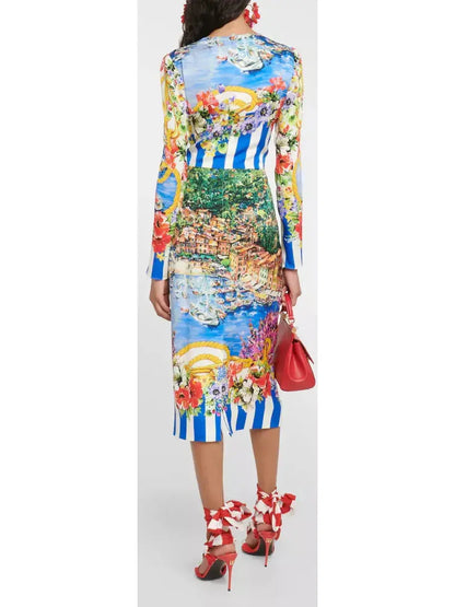 Portofino Printed Midi Dress - Dresses