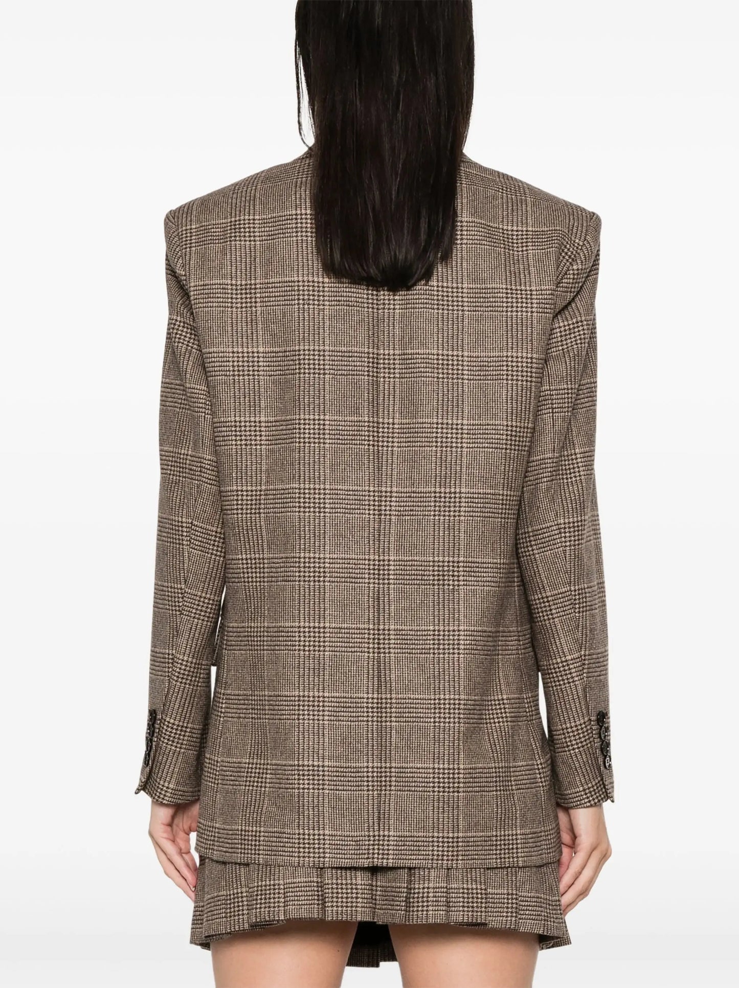 Prince of Wales Single-Breasted Check Blazer - Jackets