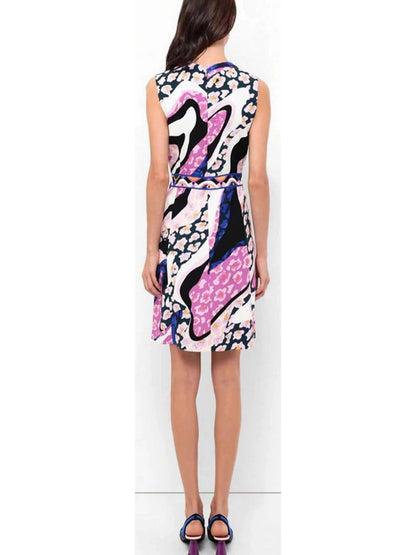 Printed Abstract Mini Dress in Multicolor - Dresses