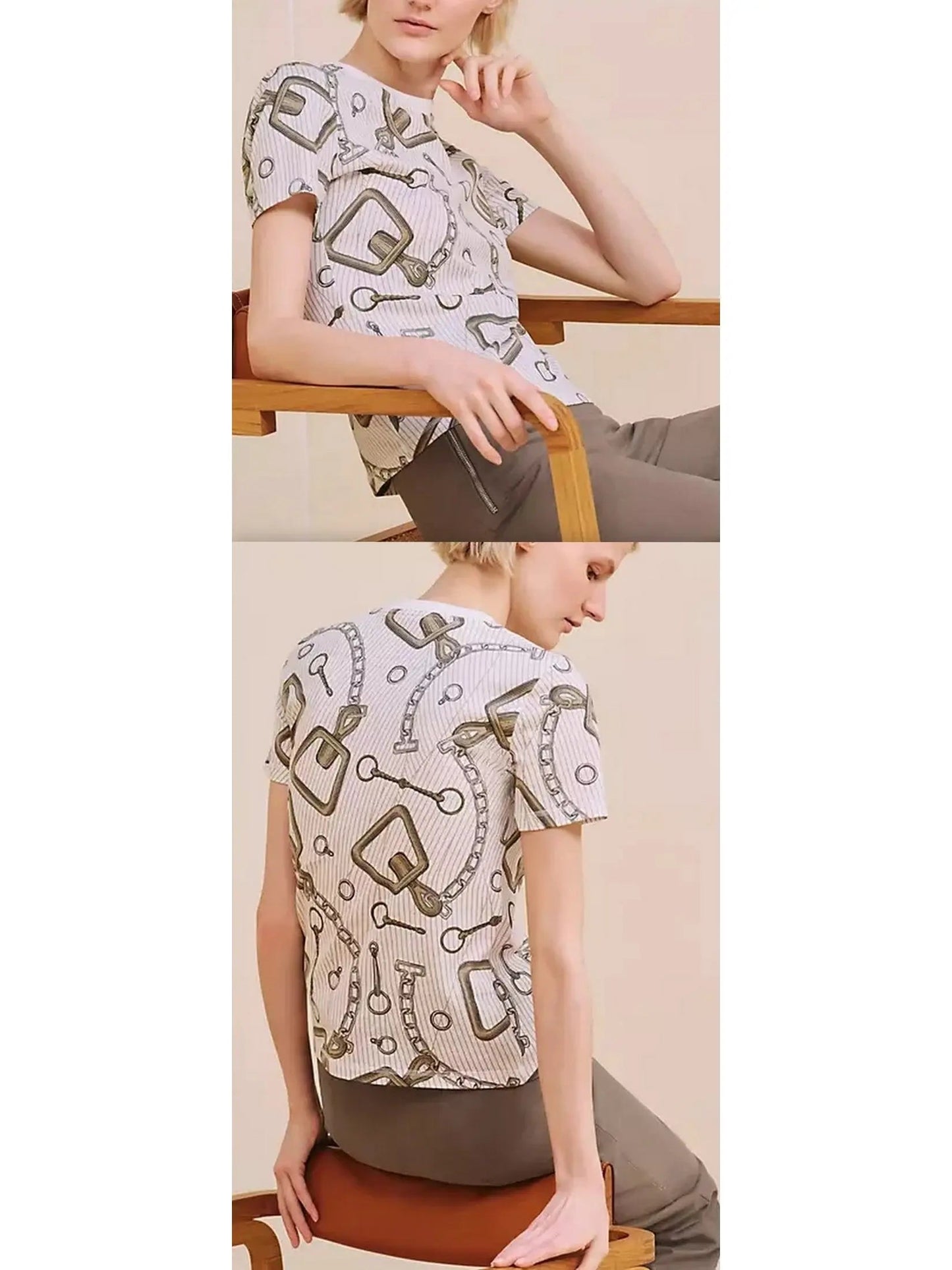 Printed Cotton Jersey Crewneck T-Shirt - (36)s - Tops