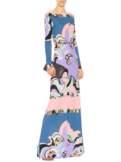 Printed Jersey Silk Maxi Dress - Dresses