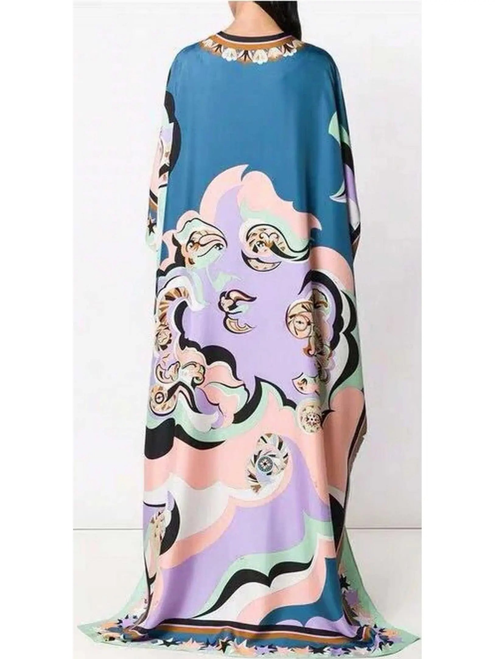 Printed Kaftan Silk Dress - Dresses