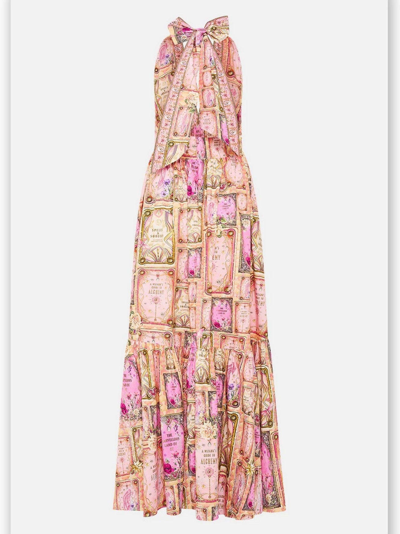 Printed Pink Halterneck Maxi Dress - Dresses