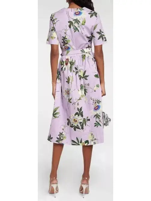 Printed Poplin Midi Dress Lavender - Dresses