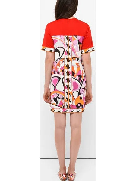 Printed Short Abstract Jersey Silk Dress - Dresses