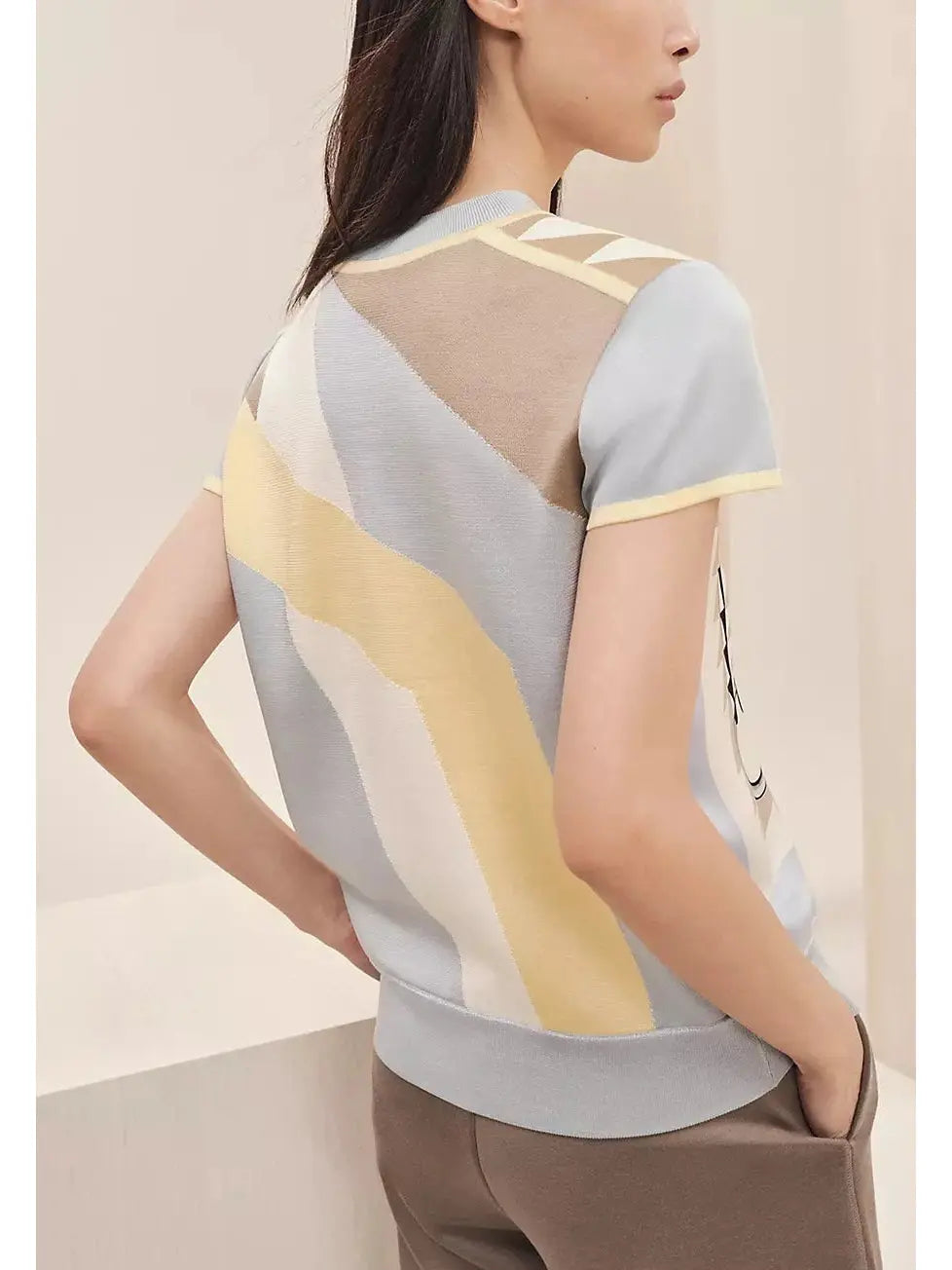 Printed Silk Short-Sleeve Sweater - Sweaters & Knitwear