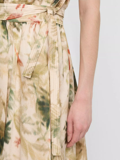 Printed Silk Tie-Waist Short Skirt - Skirts