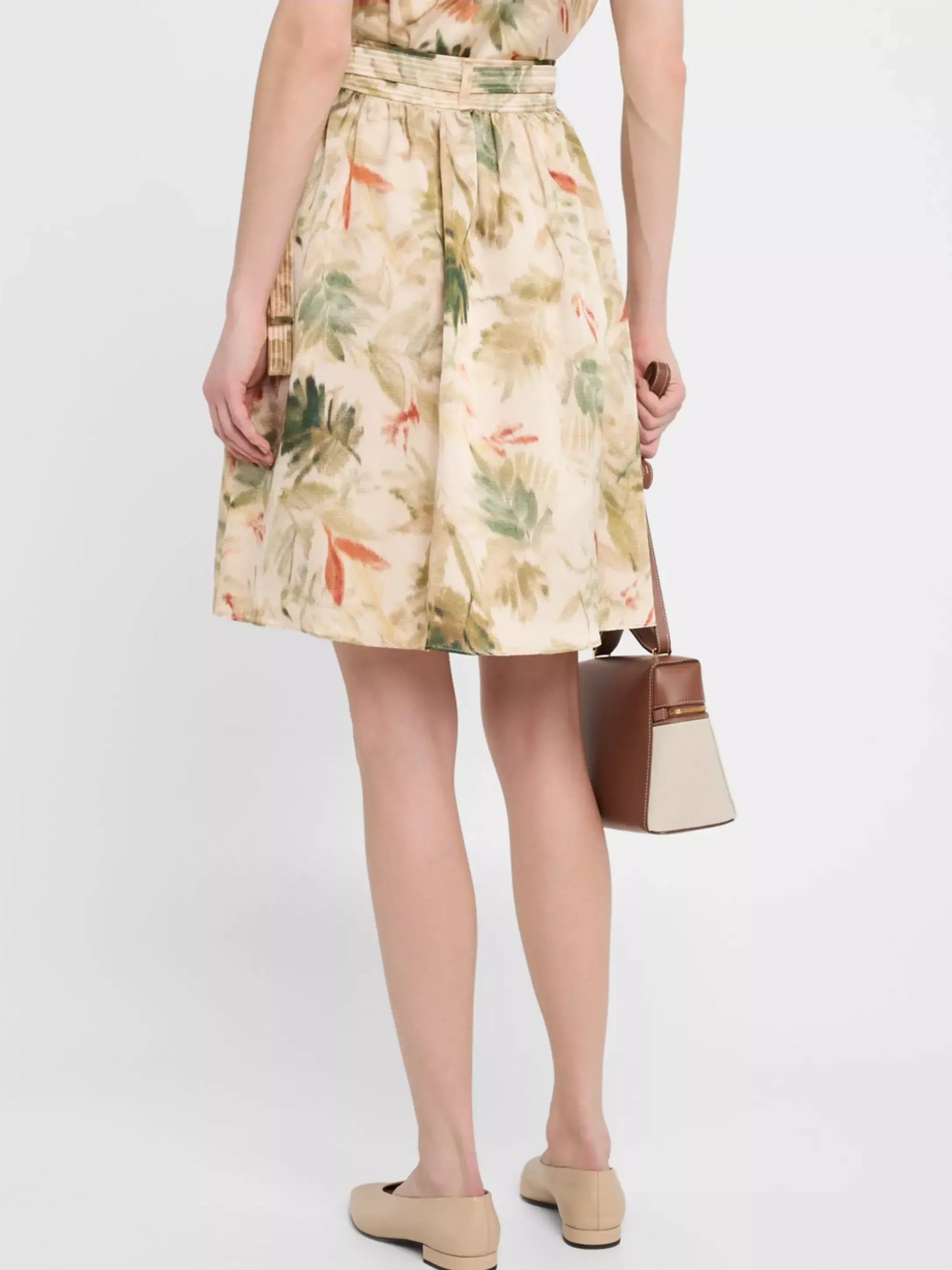 Printed Silk Tie-Waist Short Skirt - Skirts