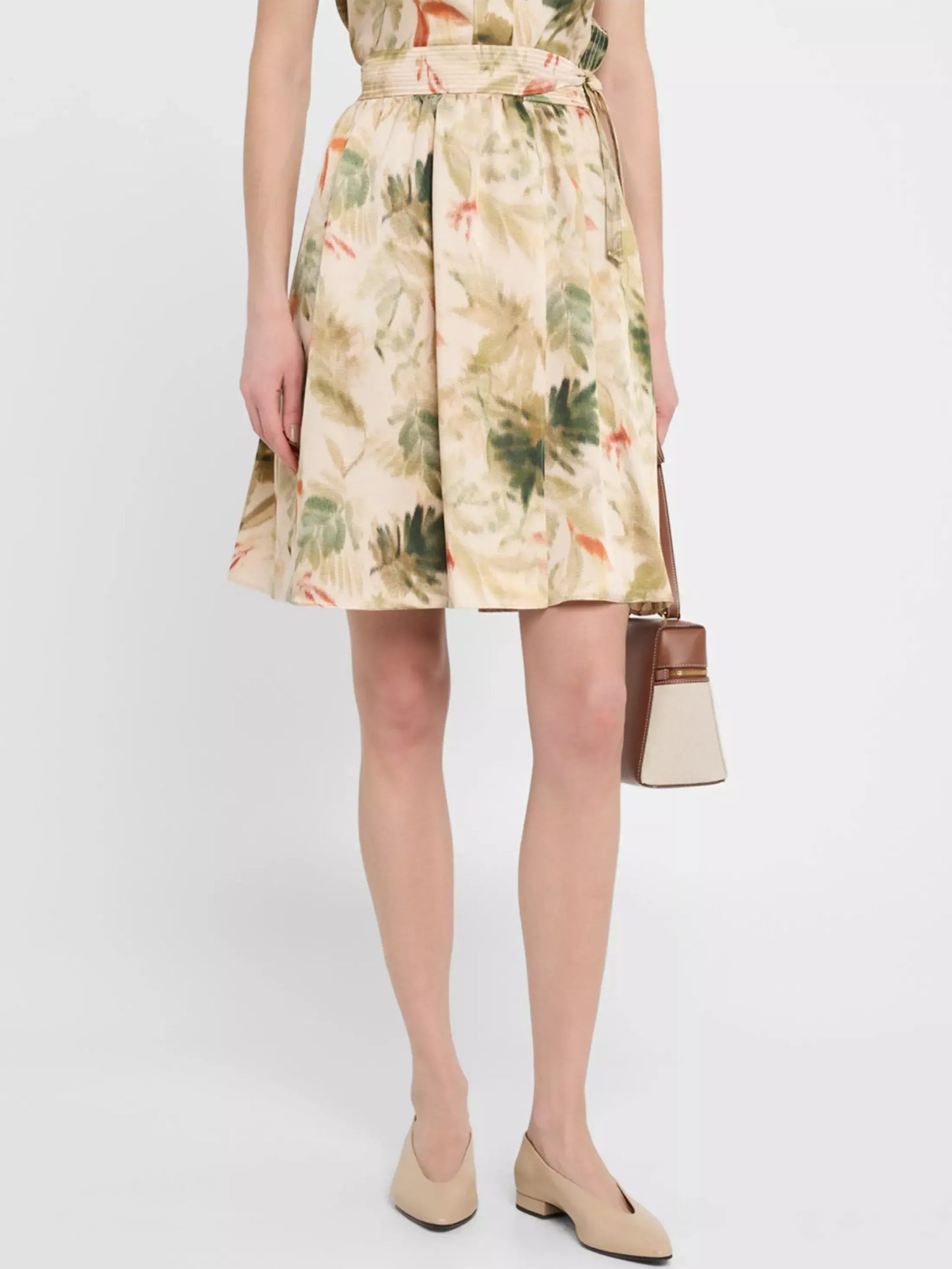 Printed Silk Tie-Waist Short Skirt - Skirts