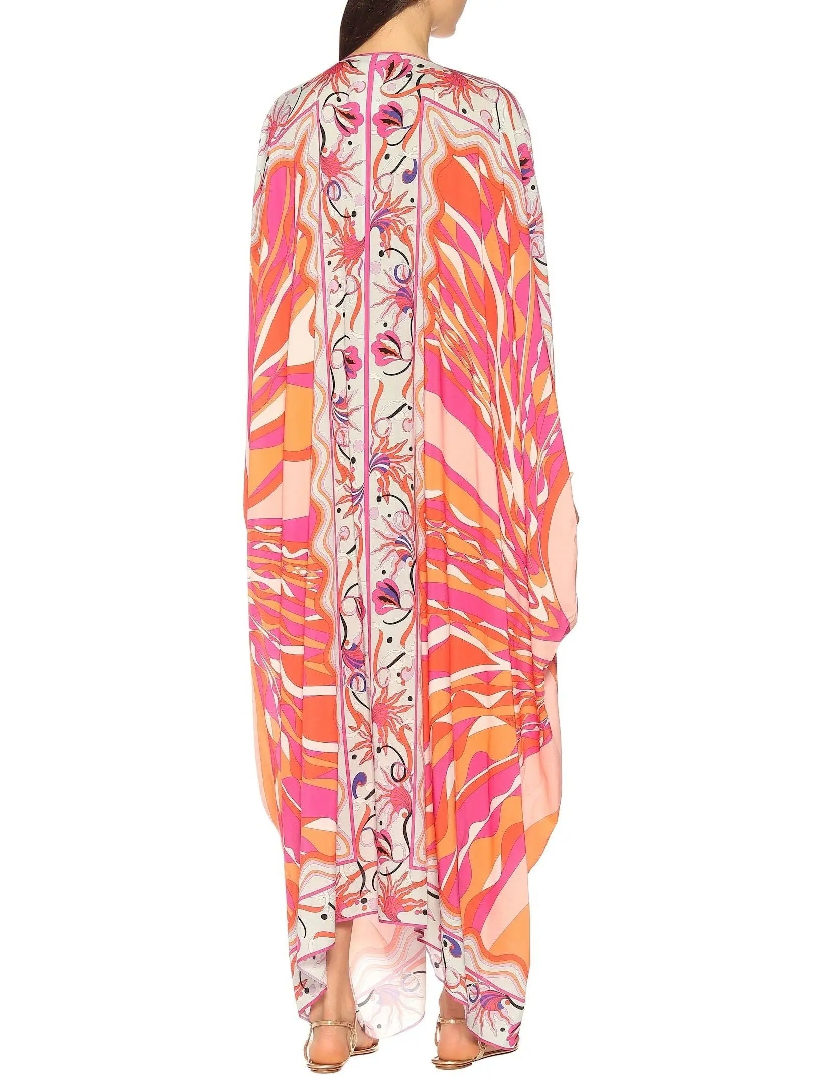 Printed V-Neck Kaftan - Dresses