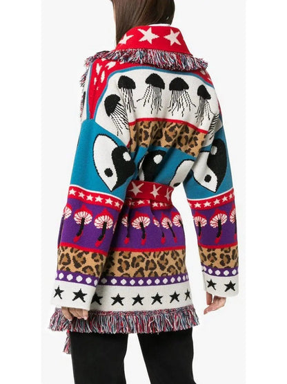 Psychedelic Mushrooms Printed Cardigan - Sweaters & Knitwear