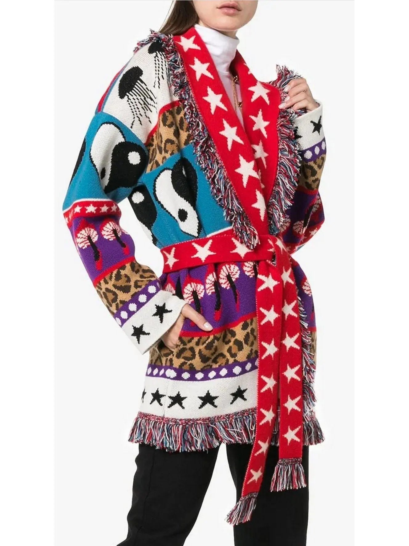 Psychedelic Mushrooms Printed Cardigan - Sweaters & Knitwear