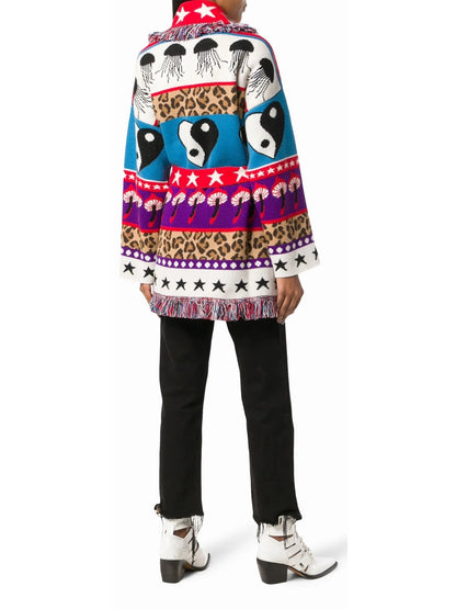 Psychedelic Mushrooms Printed Cardigan - Sweaters & Knitwear