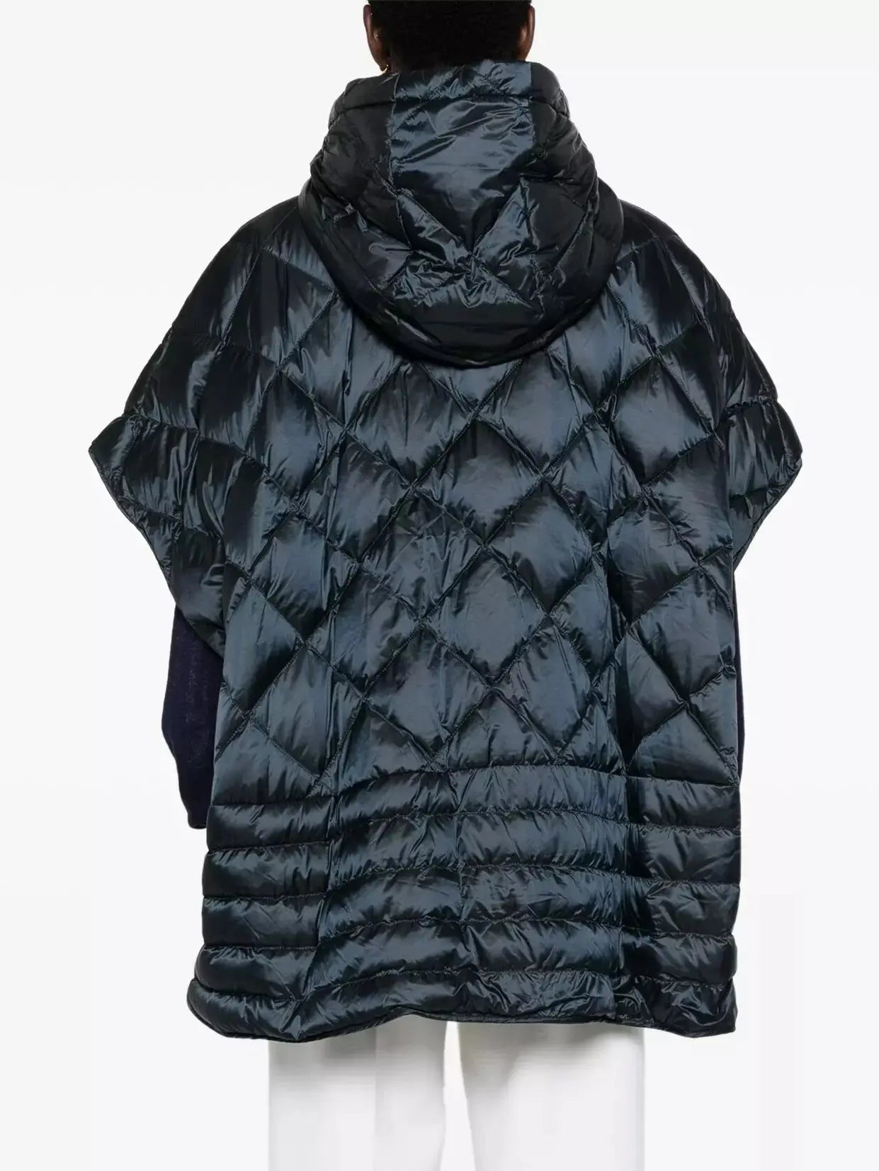 Quilted Down Sleeveless Hooded Jacket in Navy Blue - Jackets