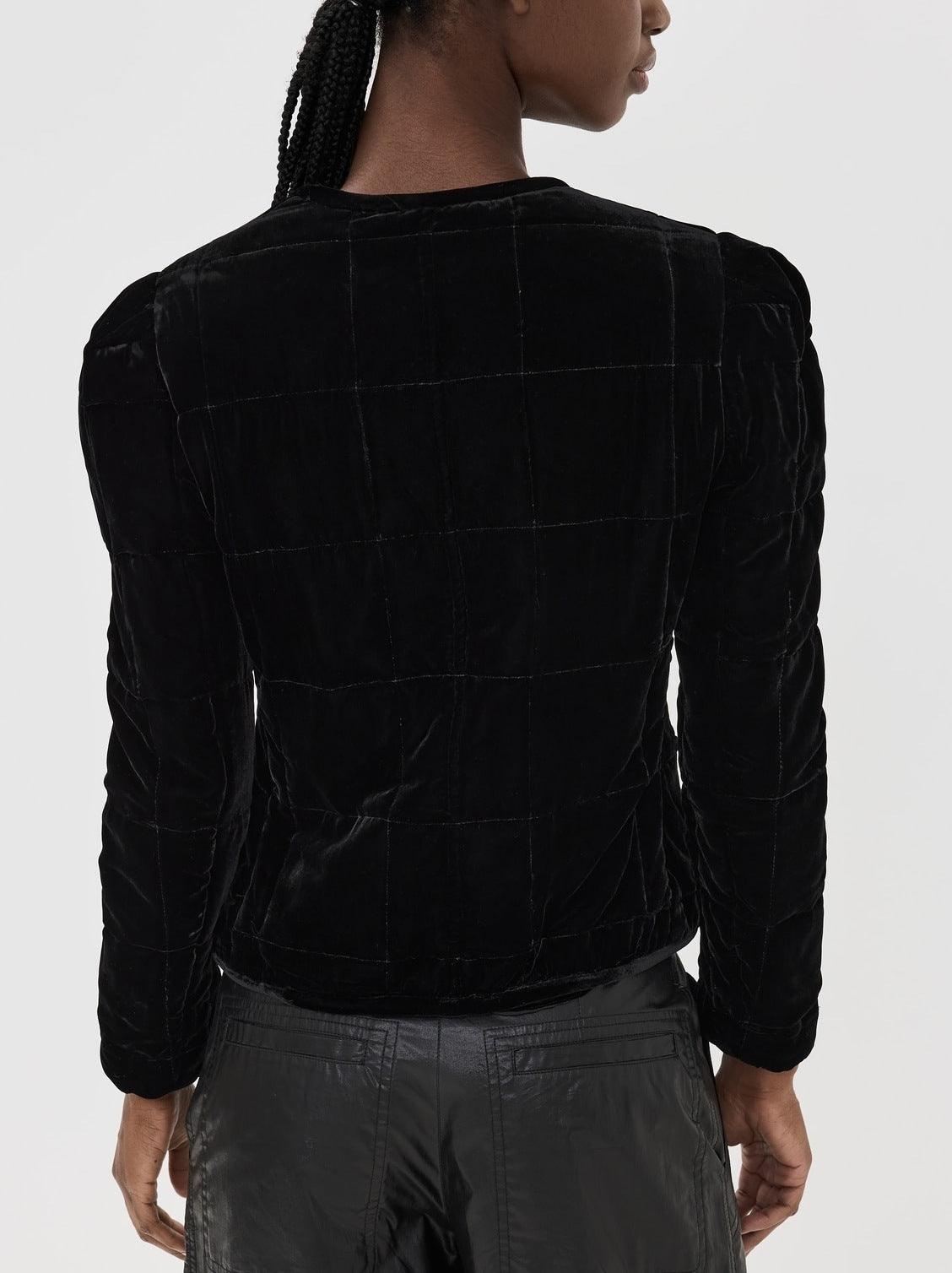 Quilted Velvet Fitted Zip-Front Jacket - Jackets